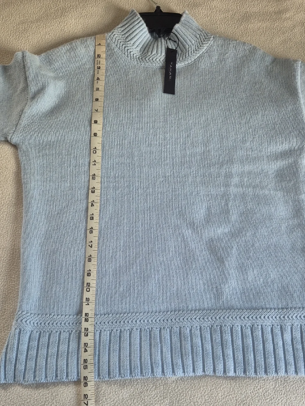 Tahari Light Blue Mock Neck Knit Sweater, size S - Picture 10 of 11